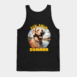 The Golden Retriever Dog's Vacation. Sun Swim Summer. Tank Top